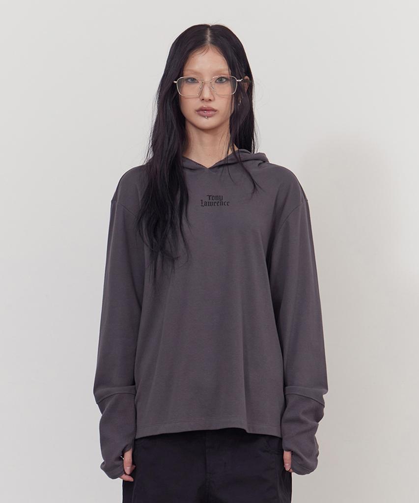 Fingerhole Hooded Long Sleeve Charcoal
