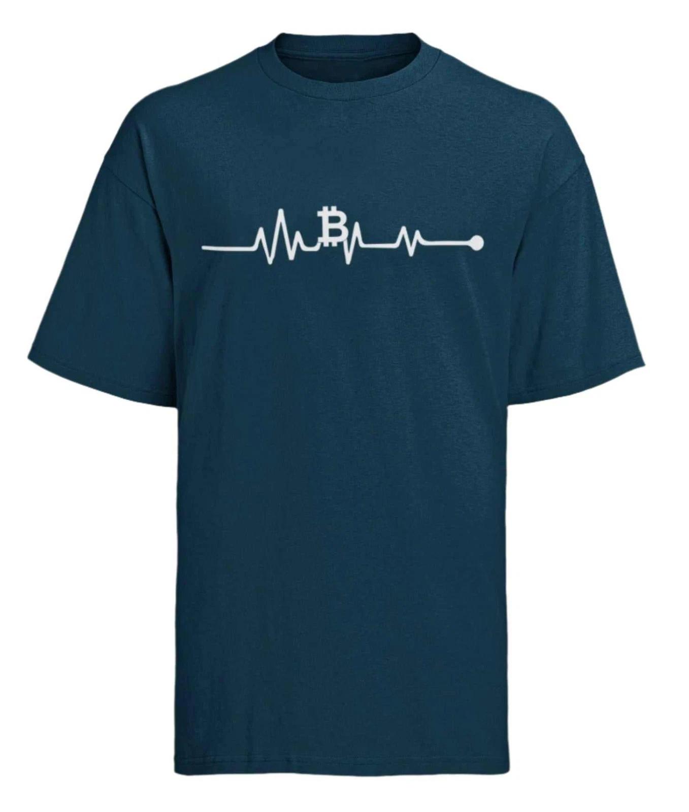 Bitcoin Heartbeat ECG T-Shirt - Crypto Lover & Trader Gift L