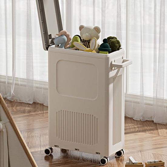 Rollbarer Aufbewahrungskorb mit Rädern, Griff-Design, großes Fassungsvermögen, leicht zu transportieren, freistehender Wäschekorb mit Deckel