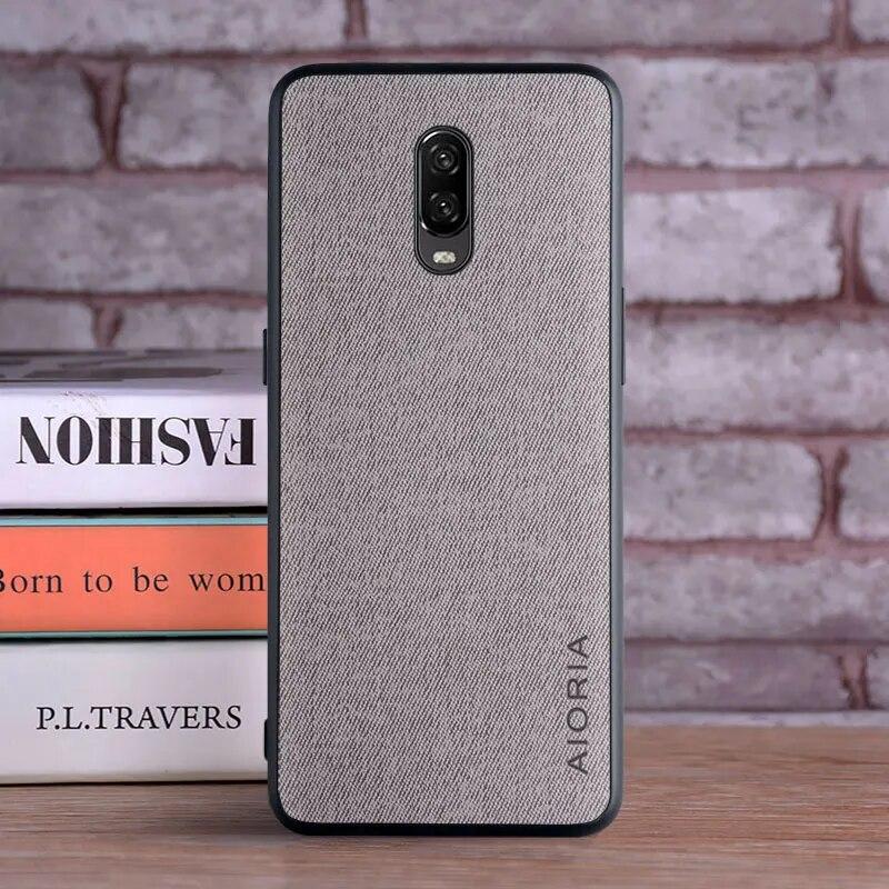 Case for Oneplus 6T 6 Coque Luxury Textile Leather Skin Soft TPU Hard PC Phone Cover for Oneplus 6T Case Funda