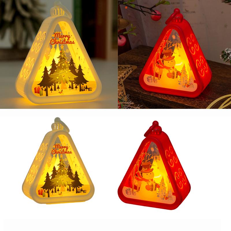 Christmas Candle Holder Wind Lamp Table Lamp Snowman Santa Claus Elk Decorative Light Battery Powered For Xmas  Year