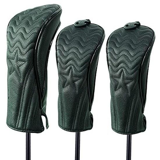 High-quality PU Leather Golf Head Cover Driver 440cc 460cc Wood Utility UT Star Black White.