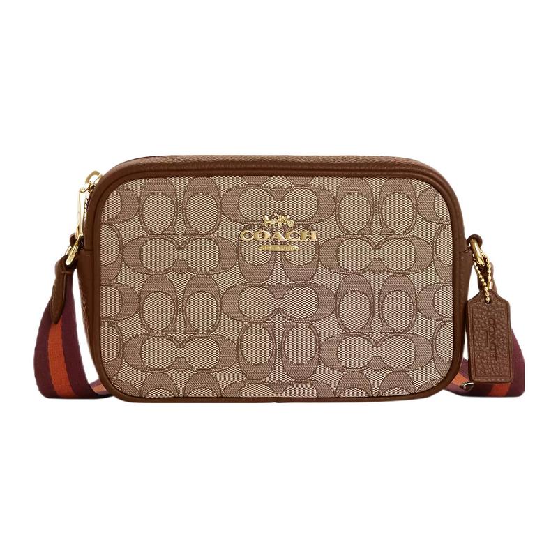 

COACH Jamie 19 Classic Presbyopia Zipper Closure Coated Canvas and Leather Shoulder Crossbody Bag Small Women s Khaki коричневий