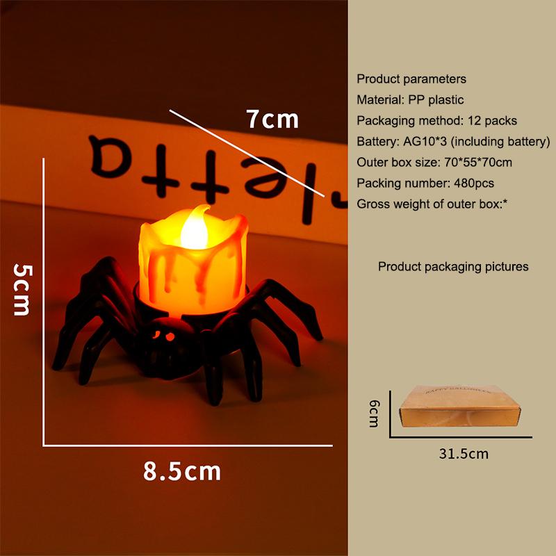 Haunted Led Candle Light Plastic Spider Pumpkin Lamp House Halloween Party Decor Horror Props Halloween Decorations For Home Bar