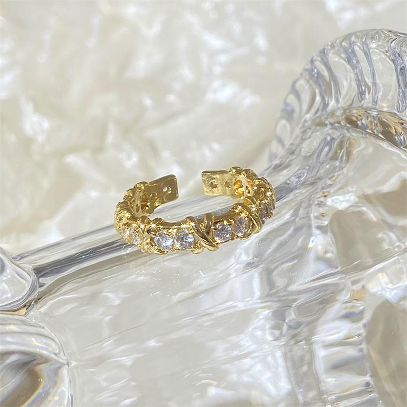 Fashion Letter X Cross Open Ring for Women Girls Clear Geometric Zircon Engagement Rings Wedding Party Zircon