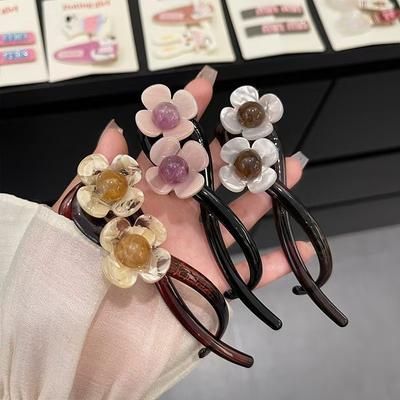 1pc Fashion Elegant Hair Accessory Women's Flower Shaped Twist Clip Suitable For Daily Holiday Wear Elegant Hair Clip Hairpin