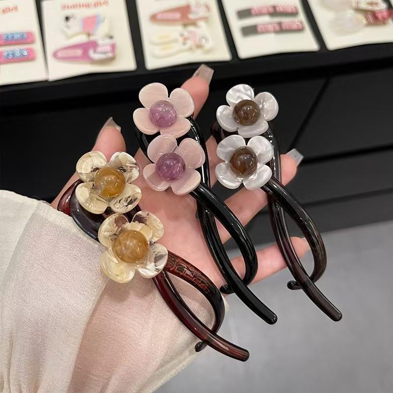 1pc Fashion Elegant Hair Accessory Women's Flower Shaped Twist Clip Suitable For Daily Holiday Wear Elegant Hair Clip Hairpin