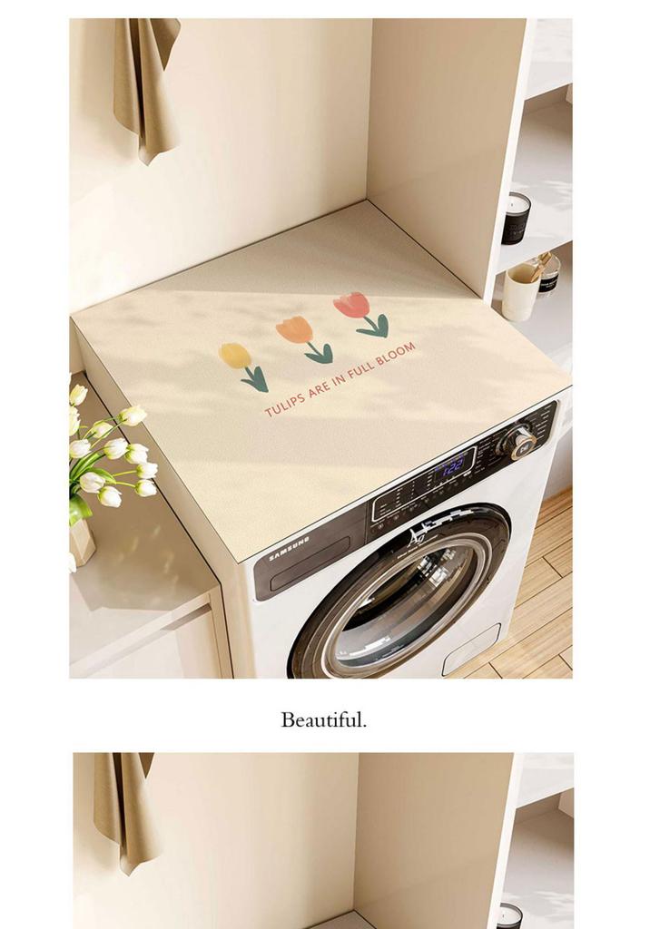 Ins-Style Drum Washing Machine Dust Cover & Fridge Diatomaceous Earth Non-Slip Water Absorption Mat