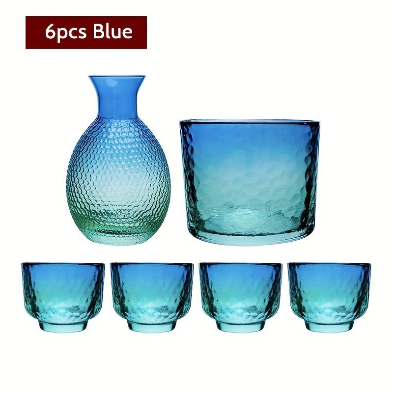 Gehämmertes Glas Sake Set Japanischer Stil Sake Flasche und Becher Home Barware