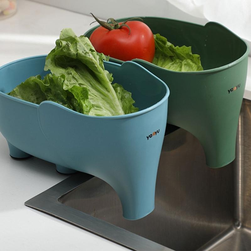 Multifunctional Sink Filter Basket Kitchen Food Strainer Dishcloth Holder Elephant Shape Drain Basket Sponge Holder