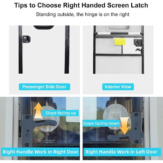 Aluminum RV Screen Door Latch Handle Replacement Kit (Right Hand) Metal Camper Travel Trailer Motorhome Entry Parts For Passenger Side