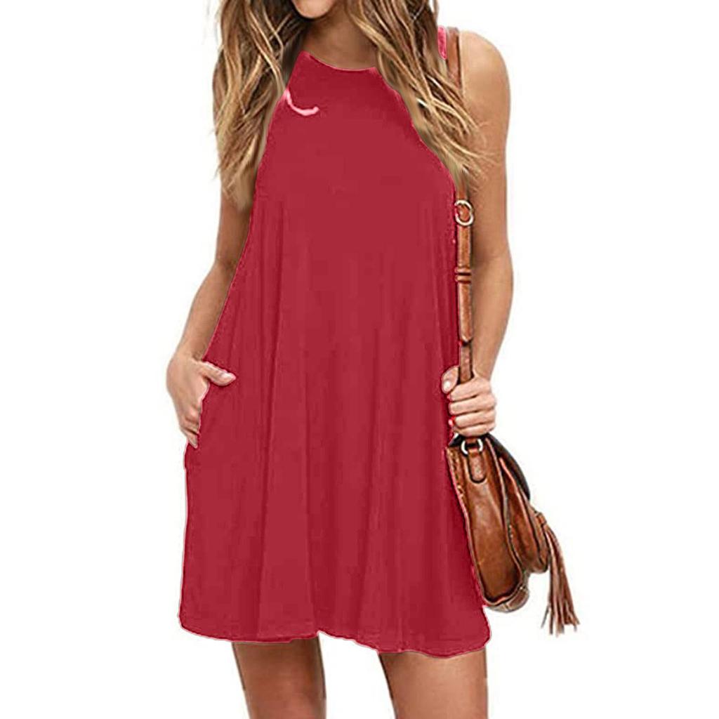 Women's Plus Size Summer Irregular Hem Casual Swing  Tee Tank Dress