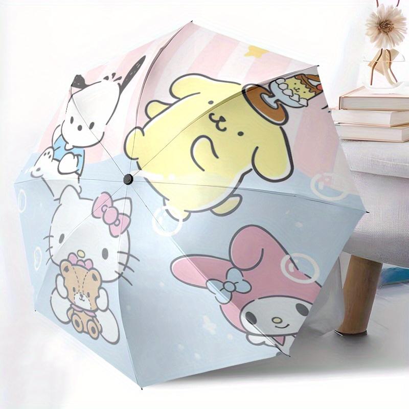 1pc Pom Pom Purin Hello Kitty Pochacco My Melody Pattern Automatic Umbrella Is Fashionable and Good-Looking, a Portable 3-Fold Umbrella, Suitable for