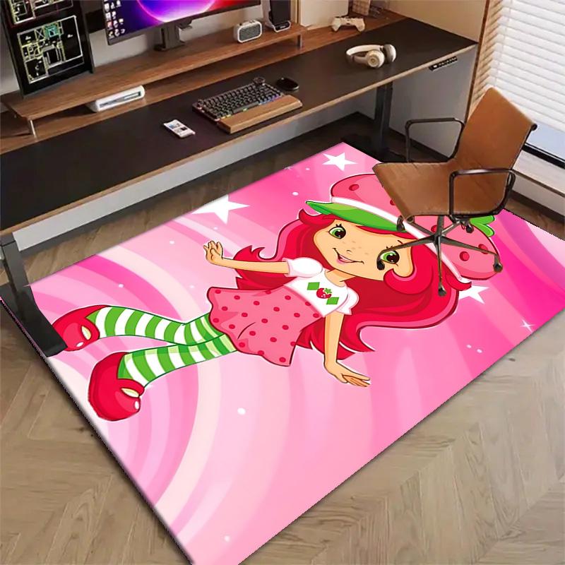 1pc Princess Strawberry (4) Design Printed Area Rug Carpet for Bedroom Living Room Home Decor Rugs Mat Non Slip Mat Rug for Bedside