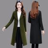 Dámské zimní vlněný dlouhý kabát Ležérní pevné tenké bundy Teplý kabát svrchní oblečení