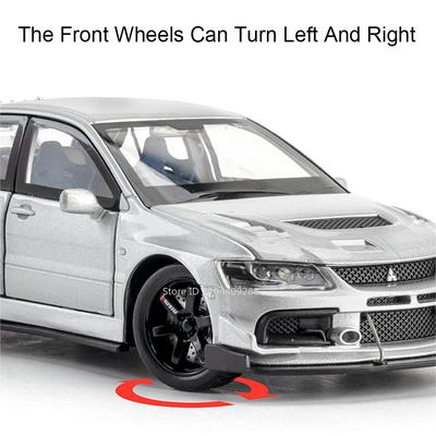 Scale 1:32 Mitsubishi Lancer Evolution IX Sports Car Toy Model Doors Opened Pull Back Shock Absorption Vehicles Hobby Ornaments