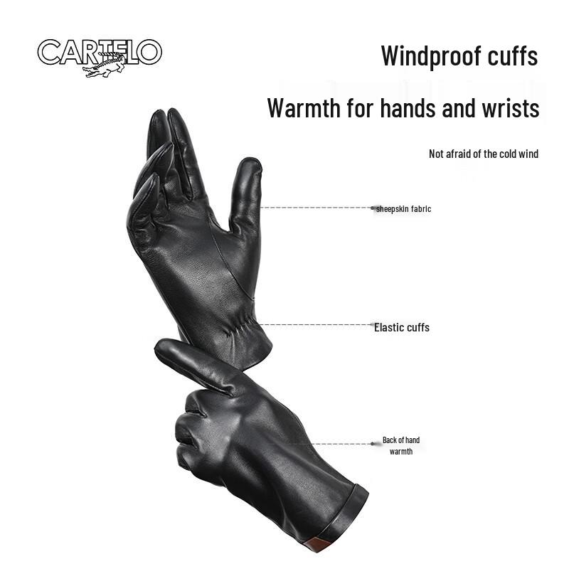 CARTELO Men's Sheepskin Touchscreen Winter Gloves