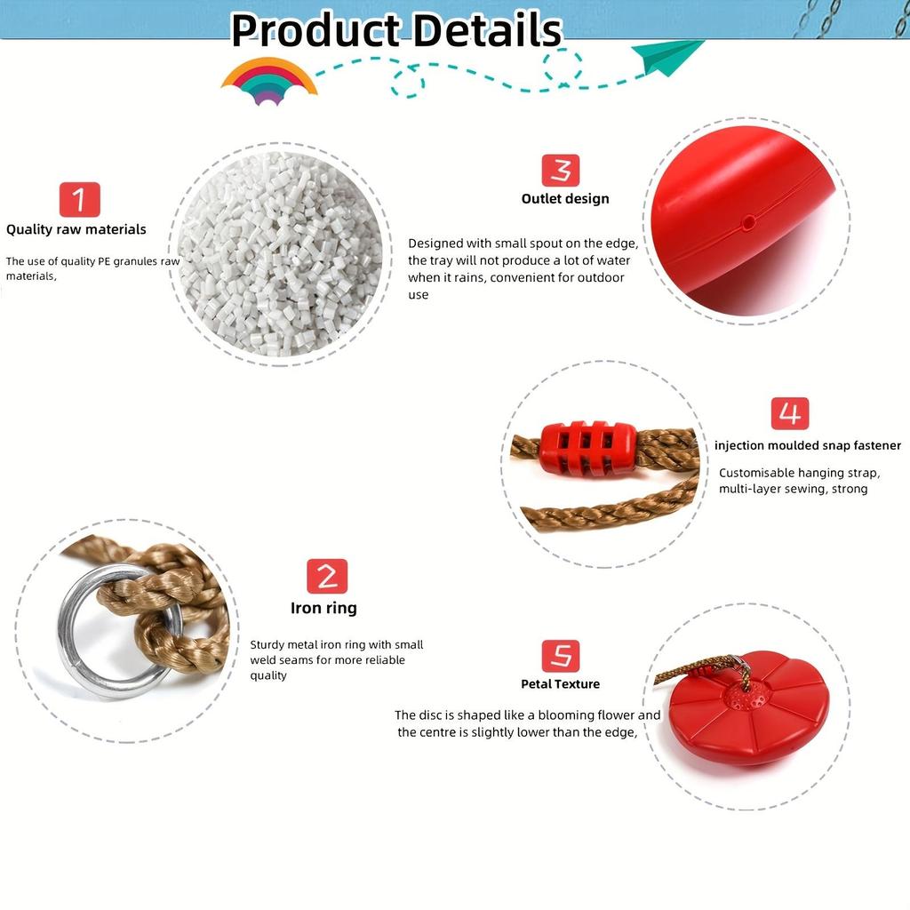 1 adet Sekizgen Yapraklı Salıncak Oyuncağı, Kalınlaştırılmış, Karışık Renk, PE (polietilen) Malzeme, Disk Oturma Stili, Çocukların Kapalı ve Açık Oyun Alanı Sporları İçin