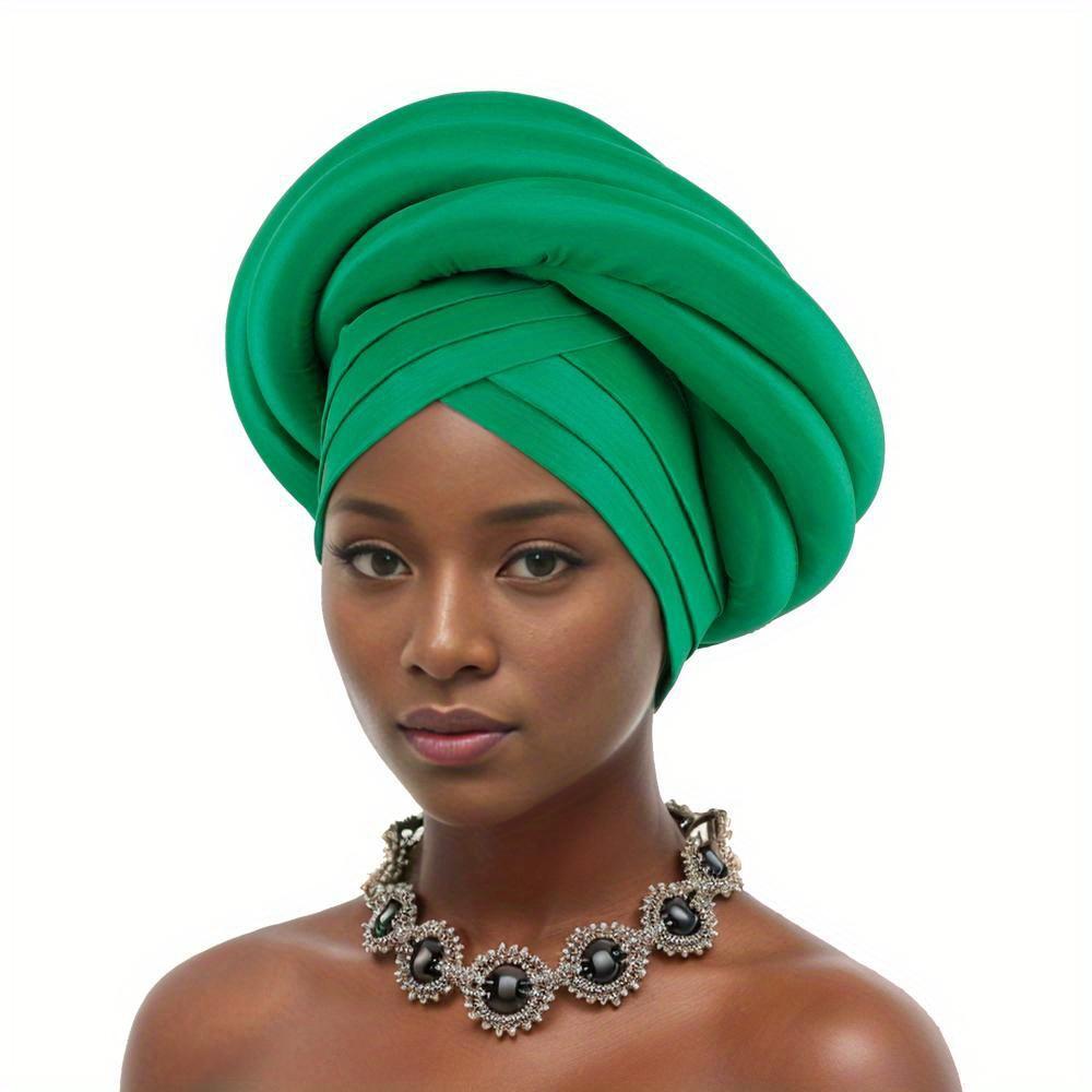 Turbante trenzado para mujer, pañuelo para la cabeza de seda cruda, sombrero, tocado de fiesta, turbante