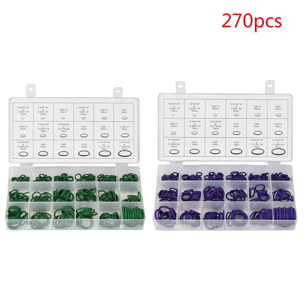 270pcs Car HNBR A//C System Air Conditioning O Ring Seals Set Assortment Kit Tool