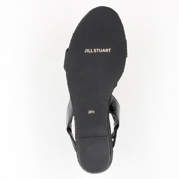 JILL STUART SHOE Women's Rhinestone Jute Wedge Sandals 6616, Black/Black, Size 22.5cm, E
