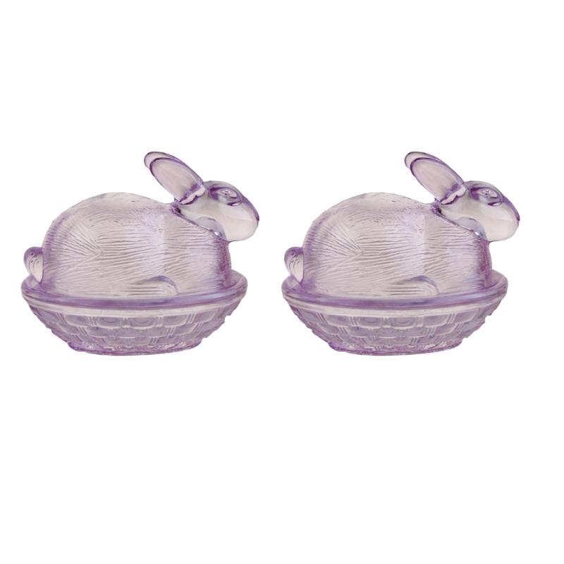 Lovely Transparent Glass Rabbit Jar Household Candy Dispenser Bowl with Lid Kitchen Counter Decoration