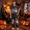 Men's Short Sleeve Pajama Set with Button Crotch and Elastic Drawstring Waist Sleepwear