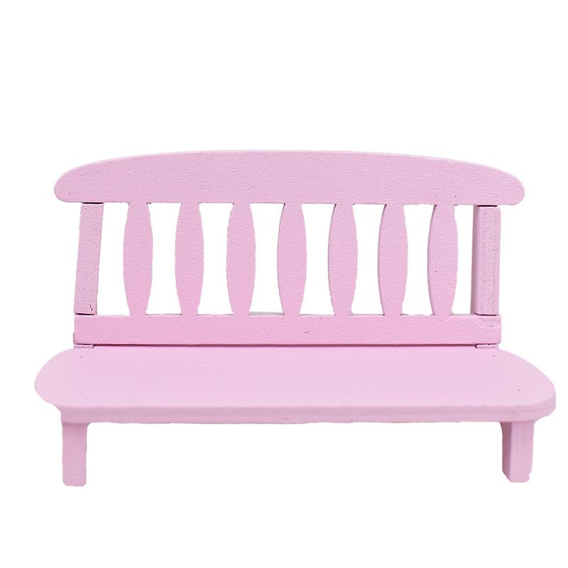 New Mini Wooden Garden Bench Miniature Doll House Backrest Bench Ornament Retro Miniature Landscape Garden Bench Furniture Decor