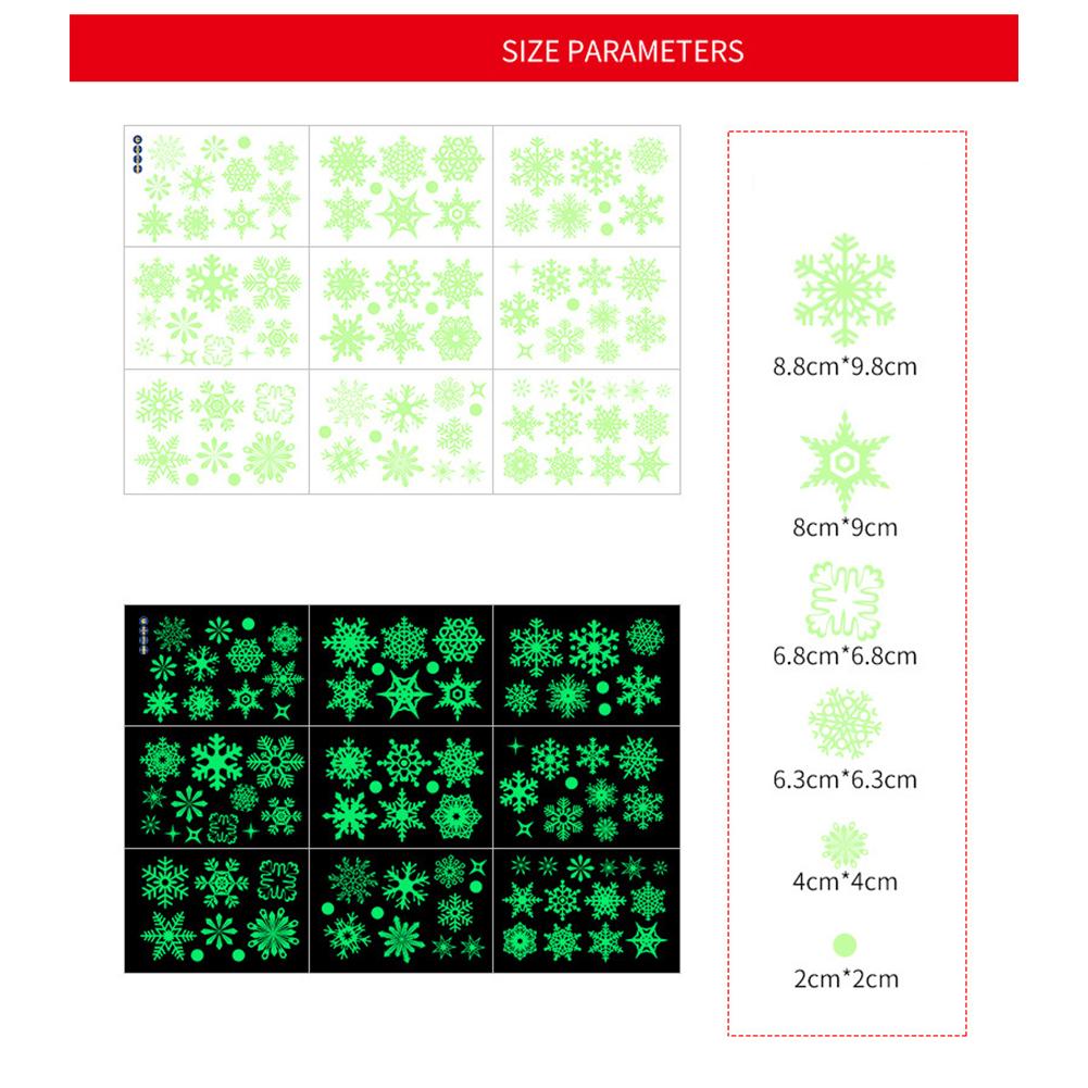 

9 Sheets Luminous Snowflake Static Stickers Christmas Fluorescent Window Wall Stickers 20 x 30cm x 9