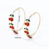 Xiyin, Hot-selling Sweet Fruit Series, Red Cherry Earrings, Women's Fashion Temperament, Elegant Diamond Earrings