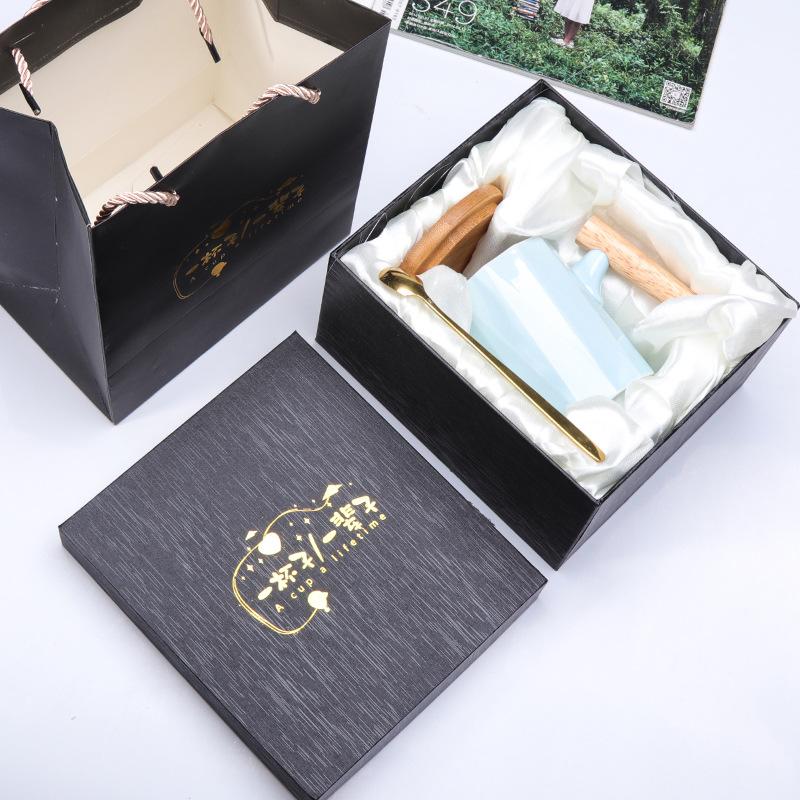 Ins nordische Schneeflockenglasur Holzgriff Keramiktasse literarische Kaffeetasse Festivalgeschenke