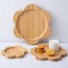 Japanische Holzschale Blume-förmige Dessertplatte Speiseplatte Trockenfruchtschale Walnussholz Bambus Teeschale Platte
