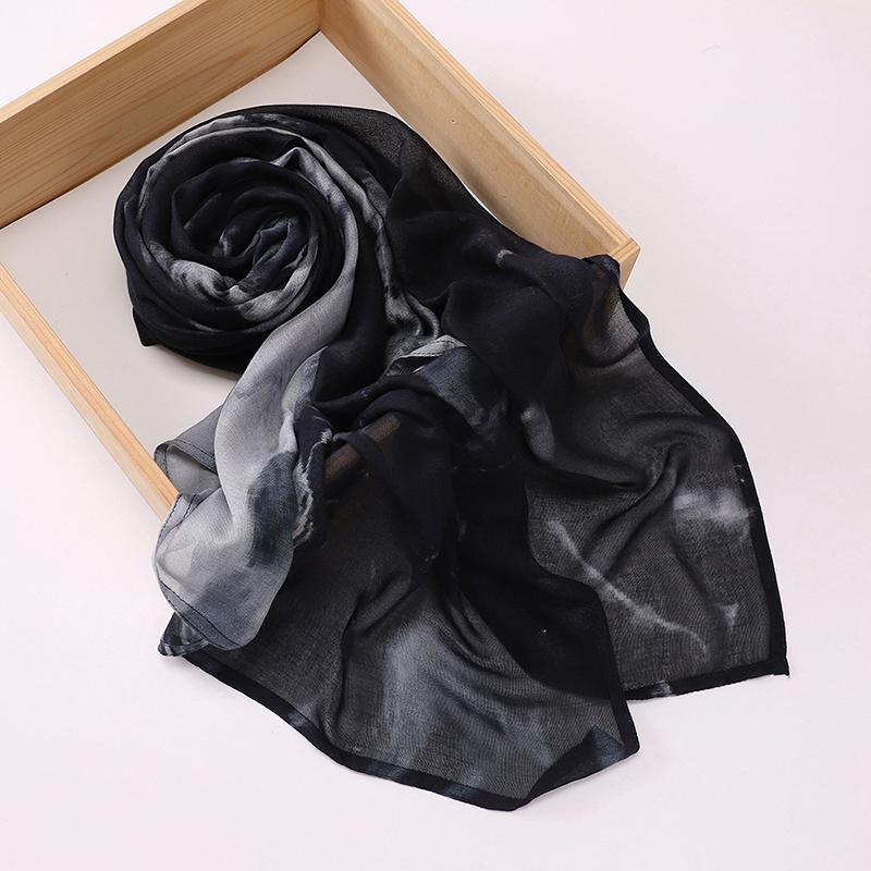 Boho Watercolor Soft Muslim Hijabs Women Floral Breathable Shawl Wrap Scarf Hijab Floral Print Ramadan Headscarf Islamic Turban