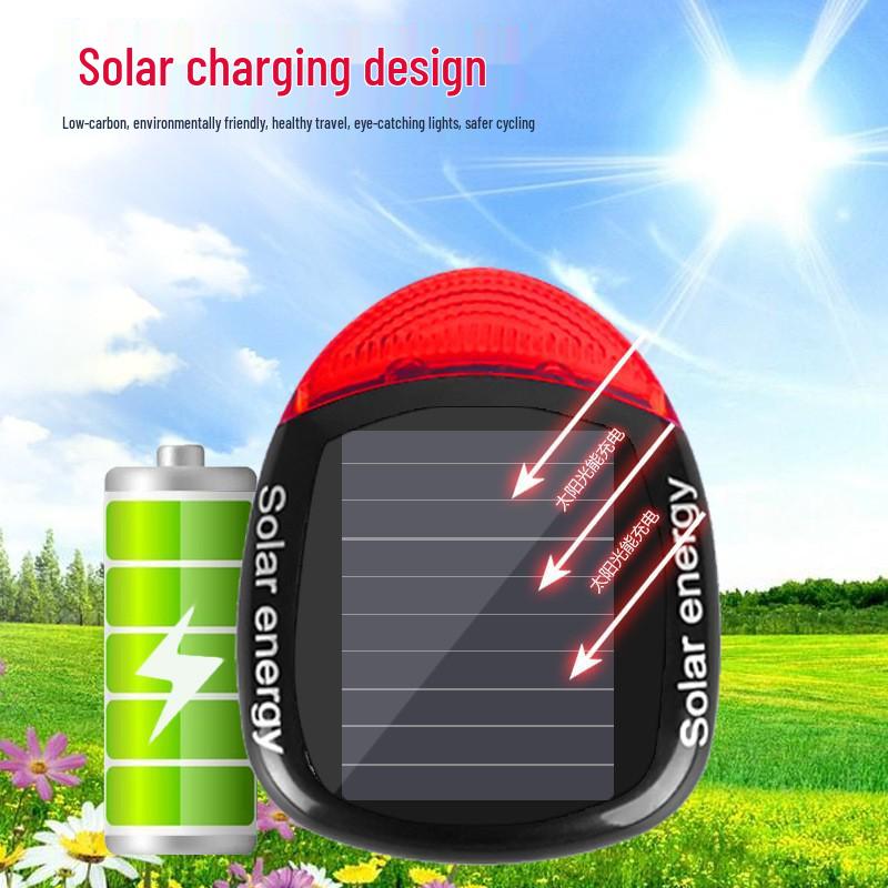 Solar-Powered Bicycle Taillight - Bright LED Flashing Lights for Night Riding & Mountain Biking