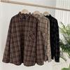 HNXC Plaid Shirt for Women, Long-sleeved, Retro, Loose, Large-sized, Spring Outerwear for Students