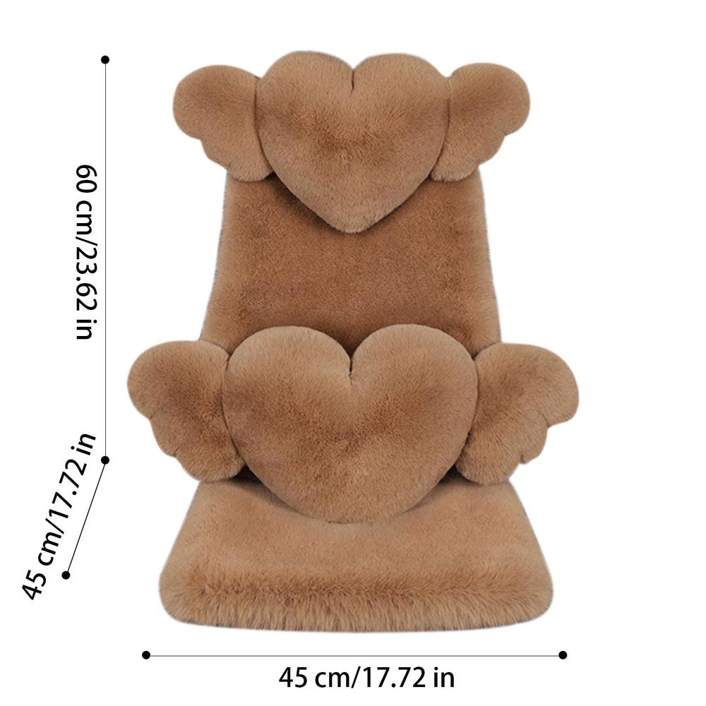 

Winter Car Seat Cushion Set Plush Square Cushion with Heart-shaped Neck Pillow Lumbar Support Thickened Warm Car Seat Cushion Other&Autumn And Winter