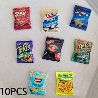 10 szt. Dom dla lalek Symulacja Chipsów Ziemniaczanych Dom dla lalek Mini Dekoracje Przekąskowe Akcesoria do Domku dla Lalek Zabawki do Udawania