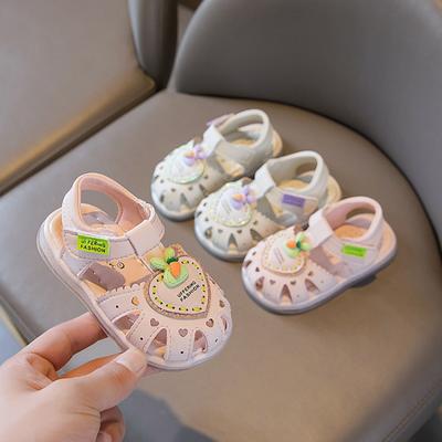 Girls' Bag Sandals 2024 Summer New Children's Love Breathable Sandals Prewalker Children's Cartoon Beach Shoes Newborn Baby Girl