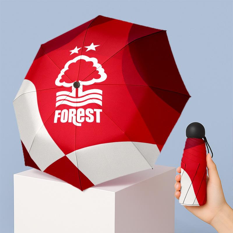 Nottingham Forest Football Pattern Printed Mini 5 Folds 8 Ribs Compact Umbrella Windproof Waterproof Lightweight Portable Folding