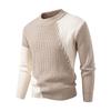 Men's Round Neck Stitching Sweater Casual Modified Warm Sweater Pullover