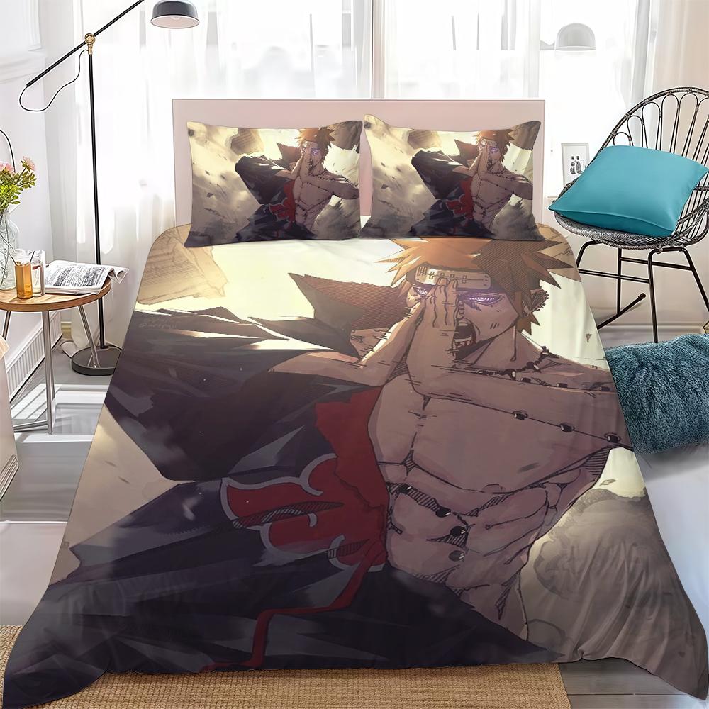 

Cool N-NARUTO Anime Duvet Cover Set Home Style Bedding Soft Laundry Cotton Bed 3 Piece Set Student Dormitory Gift 135x200cm