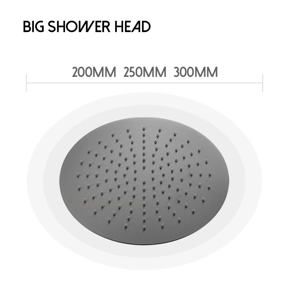 Badezimmerarmatur Gunmetal Duscharmatur Wandmontiert 8/10/12 Zoll Regendusche Mischbatterie Duschkopf Mit Sedal Kartusche Duschset