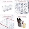 Acrylic Transparent 3-Grid Cosmetic Storage Box with Diamond Pattern - Makeup Pen Organizer & Desktop Eyebrow Pen Holder
