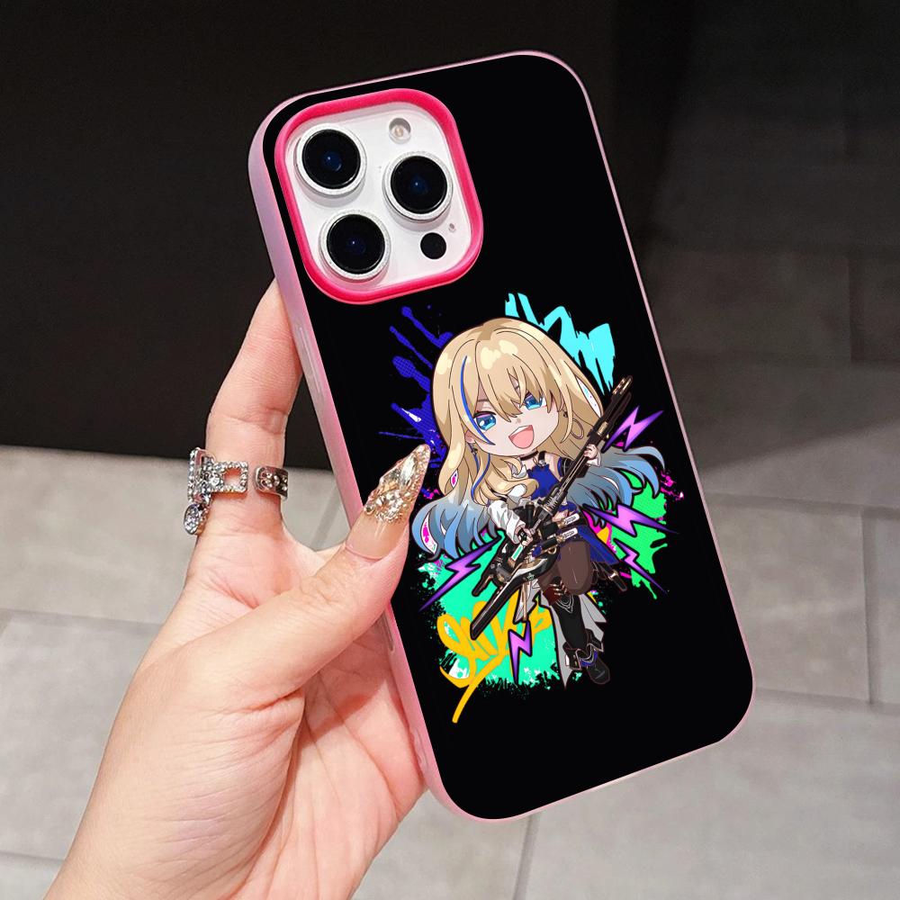 HSR Serval Jelly Double layer Rose Red Mobile Phone Case for iPhone 17 16 15 14 13 12 11 Air Pro Max Plus Protective