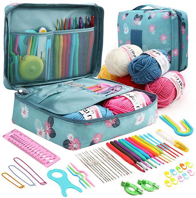 Beginner's 58-Piece Crochet Starter Kit - Complete Set with Portable Wool Knitting Tools