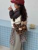 Winter Cute Plush Cartoon Kitten Leopard Print Crossbody Bag for Kids & Women