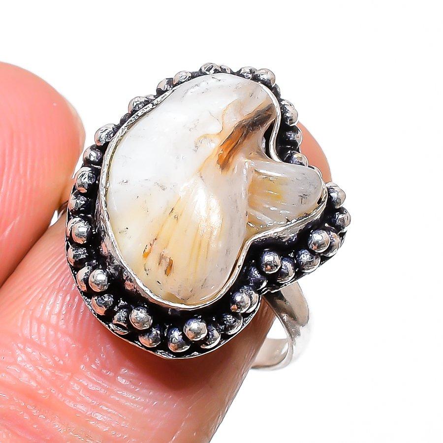 

Natural Biwa Pearl Gemstone 925 Sterling Silver Jewelry Ring Size 8 h7N15
