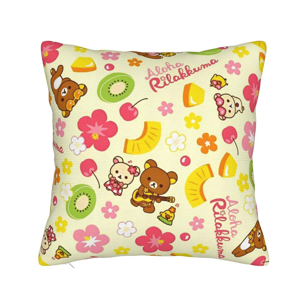 Rilakkumas Cartoon Square Pillow Covers Polyester Home Cushion Cover Funny Decorative Throw Pillow Case 4040