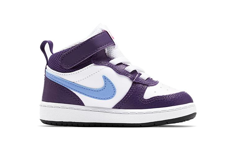 Nike Mid 2 Slip Resistant Abrasion Resistant Mid top Skateboard Shoes Purple White Blue Infant And Toddler CD7784-106