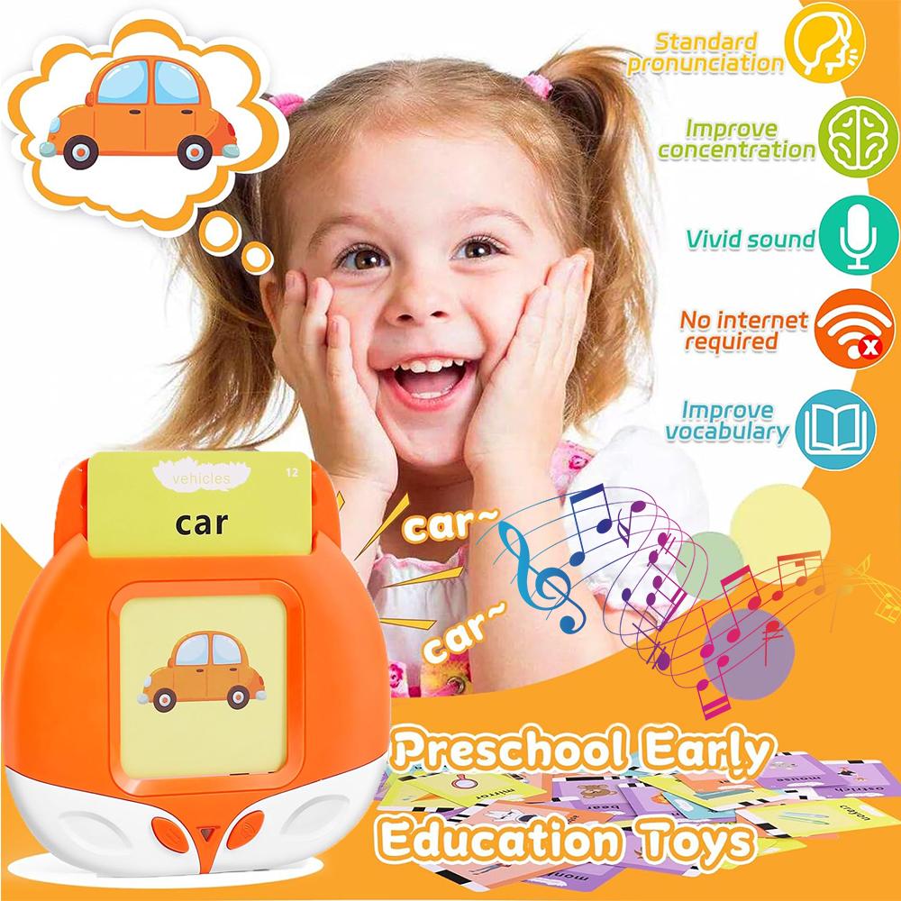 Baby Talking Flash Cards Education Fox Device Toddler Montessori Speech Early Educational Toy Animals Sensory Toys Birthday Gift